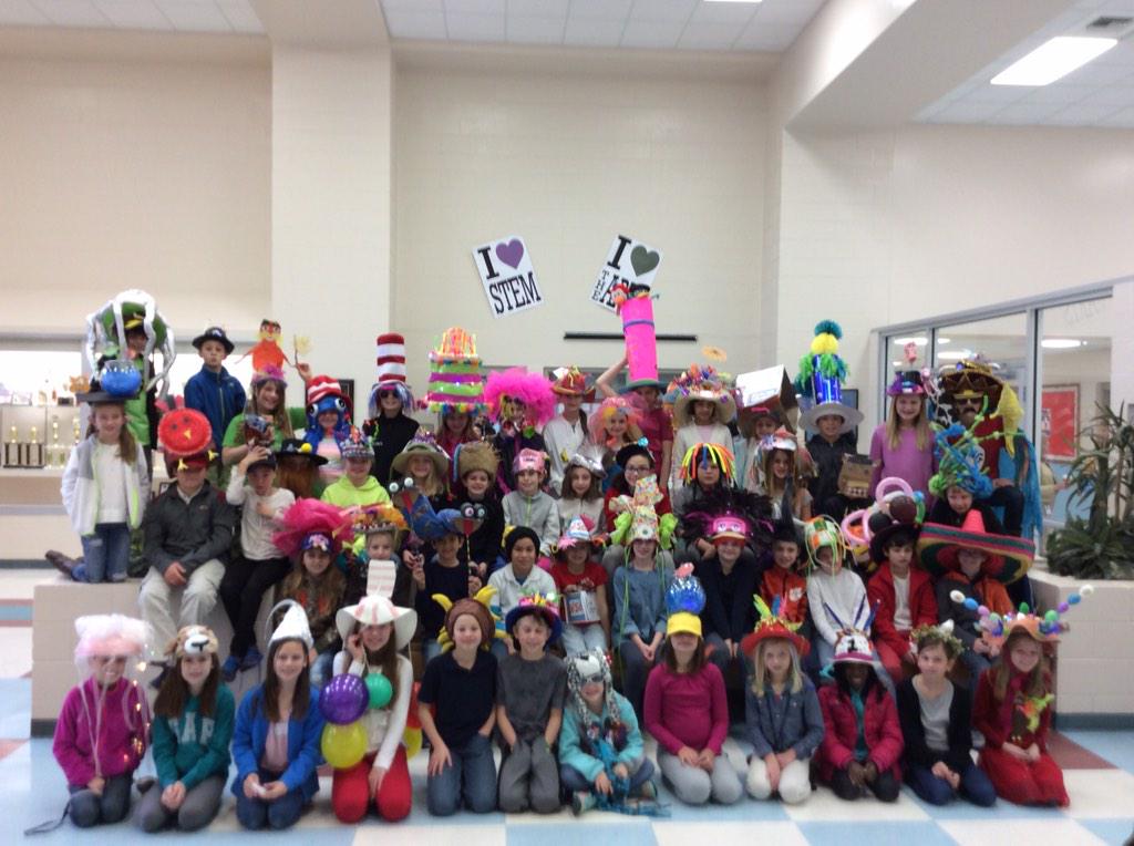 library_pizzazz's tweet photo. Students @ChPinckney in crazy hats to honor Dr. Seuss &amp; Read Like a Sports Star Week.  #DrSeuss @elizabethdover1 http://t.co/tMKVO29gJm