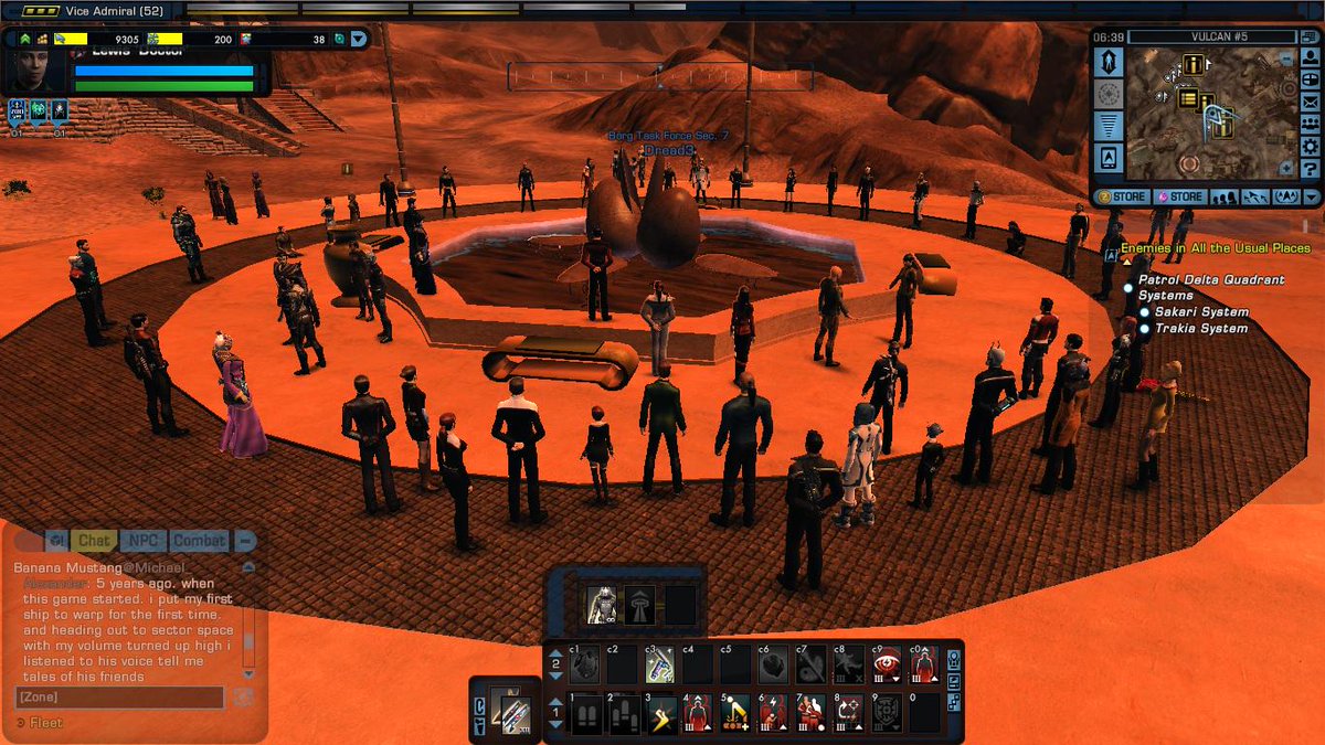 Deep_Space_Luke's tweet photo. Star Trek Online players in an impromptu gathering on Vulcan to mourn Leonard Nimoy @Cryptic_Kestrel @trekonlinegame http://t.co/0vIg5VDBMe