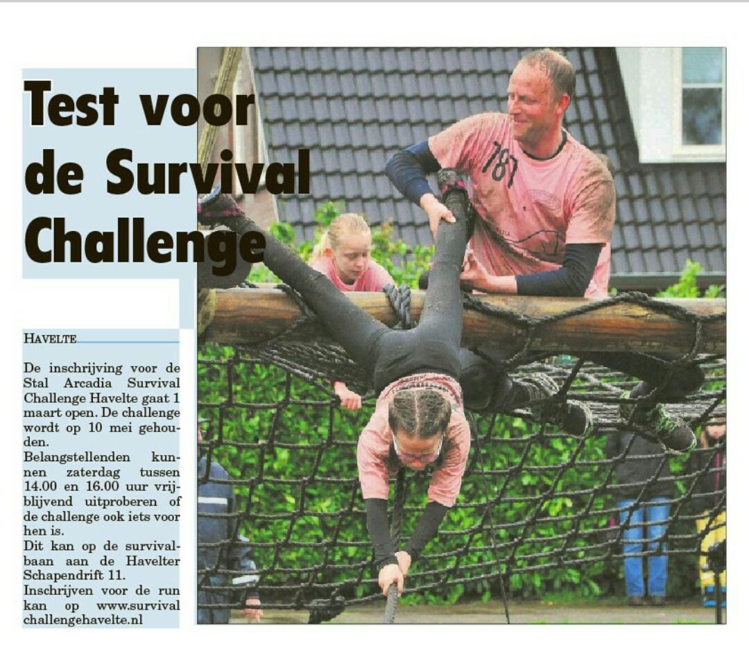 Deze week ook op de voorpagina van de Westervelder! Kom morgen van 1400 tot 1600 kennis maken met de survivalsport!!