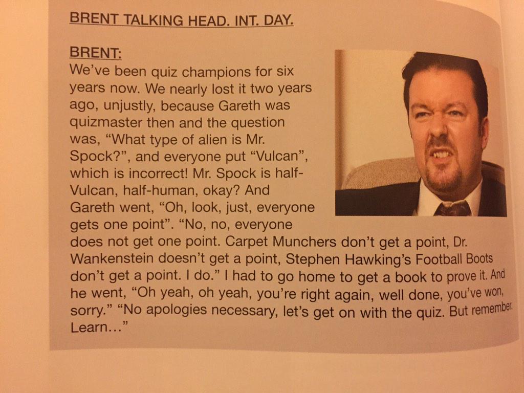 TheOfficeBBC's tweet image. "@Gervaisaholics: Remember when a question on Mr. Spock caused controversy in #TheOffice Quiz? http://t.co/KlsZSpjNy5" :-)