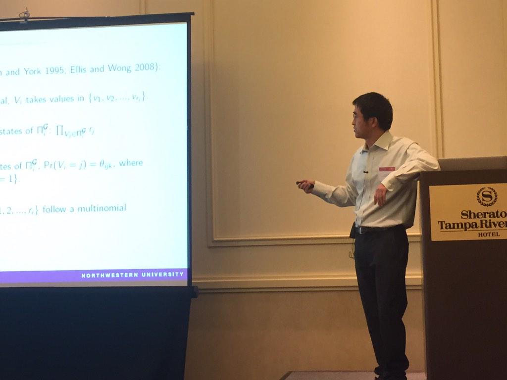 ara_anderson's tweet image. Northwestern PSOC Ji-Ping Wang: Modeling casualties of mixed features in TCGA data usin Bayesian netwrk #icbppsocmath