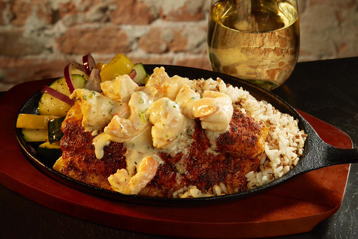 LoLo's #FoodieFriday! Blackened Fish Dinner catfish or cod w/ dirty rice zucchini &amp; squash toped w/ sautéed shrimp!