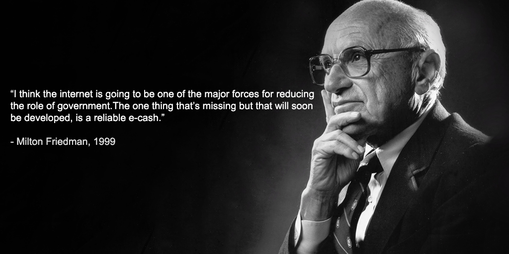 magnr's tweet photo. Friday fact: Milton Friedman predicted something close to #Bitcoin back in 1999 http://t.co/37AHB7XvjX