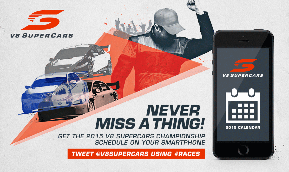 supercars's tweet photo. It’s race day. Don’t miss the @v8supercars action. RT this to get all our #races loaded on your calendar. http://t.co/CffpPXlSqo