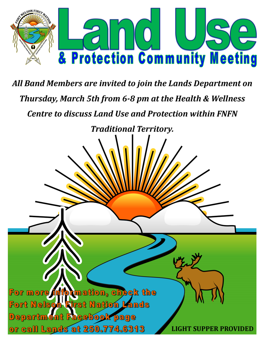 FNFNLands's tweet photo. Next thursday all band members are welcome to join Lands and discuss Land Use and Protection within FNFN territory http://t.co/tFex9Dl0F0