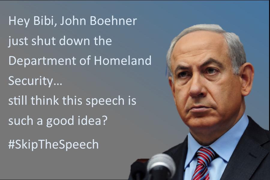 thestustein's tweet photo. @politicususa @kharyp only guy more worried about this #DHSMess than Boehner is Bibi. Good time for an address huh? http://t.co/QIRjQKAKl0