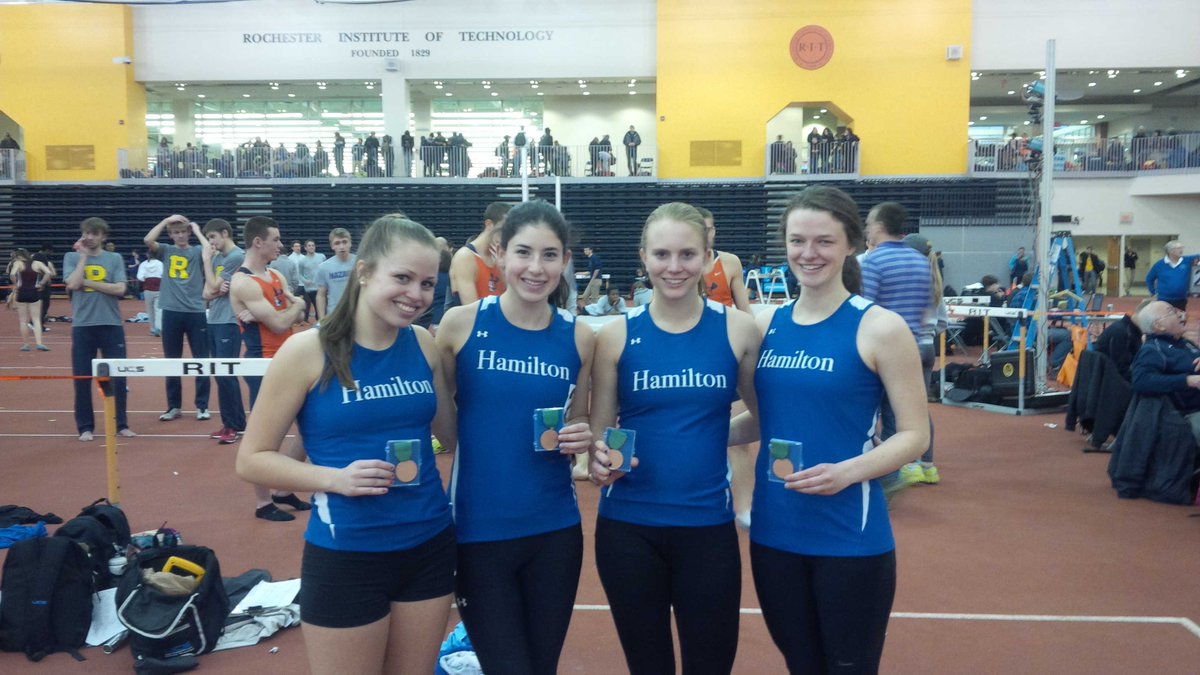 The DMR  team of Banzer, Buttrick,  Choinski, and Jerome placed 5th overall in an ECAC qualifying time of 12:38.90