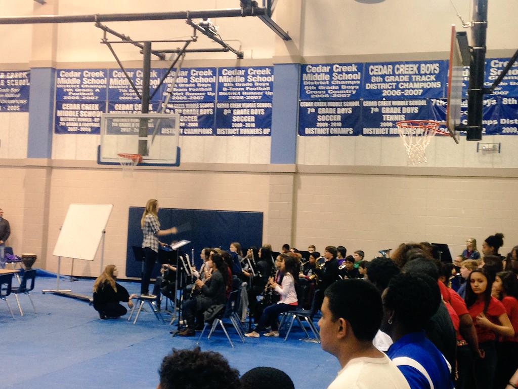Fantastic day at CCMS! Buffalo Soldiers presentation and Black History Month assembly. Ev1 looked and sounded great!