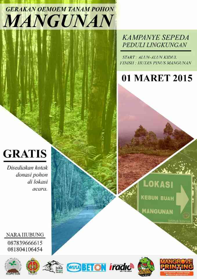 kopetan2015's tweet photo. @JogjaMedia Gerakan OEMOEM Tanam Pohon Mangunan. BESOK, 9 pagi di Hutan pinus Mangunan. (Bayar parkir aja) http://t.co/8n0NAuxeN3