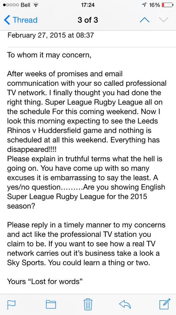 Britinstall's tweet photo. @Sportsnet hope you can be bothered to reply to this email sent earlier today #yourakoke @BCRUGBYLEAGUE @XBladesCA http://t.co/EgqitDKVVK