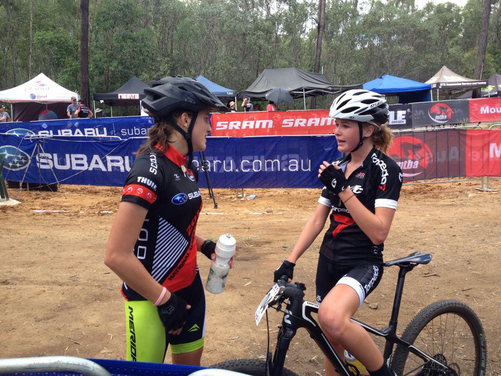 NEMTB's tweet photo. U17 girls Katherine Hosking manage to head of both of the Kiwis who beat her in the Oceania Champs to take the win! http://t.co/0r4RWYO3qS