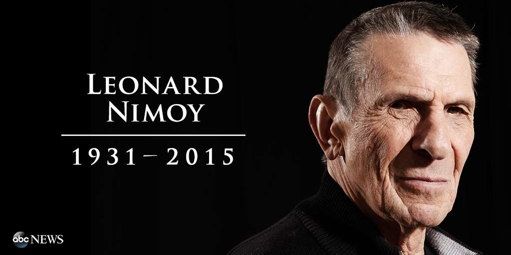 ABC's tweet photo. "Live long and prosper." 

Leonard Nimoy -- 1931-2015: http://t.co/GZEBsLigc5 http://t.co/VvUU0HoOp2
