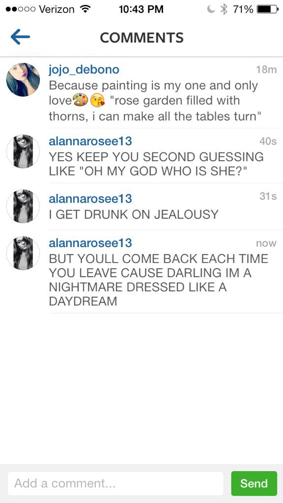 alannarosee13's tweet image. I advise you not to post taylor lyrics bc then this happens #imoutofcontrol