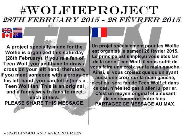 skapobrien's tweet photo. OUBLIEZ PAS AJD C'EST LE PROJET WOLFIE! #WOLFIEPROJECT http://t.co/toRC3lmOJ7