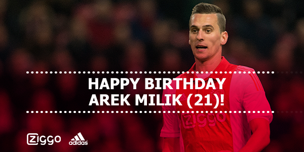 AFCAjax's tweet photo. Vandaag is #Ajax-aanvaller @arekmilik9 21 jaar geworden. Gefeliciteerd Arek! http://t.co/b3WZsicrs4