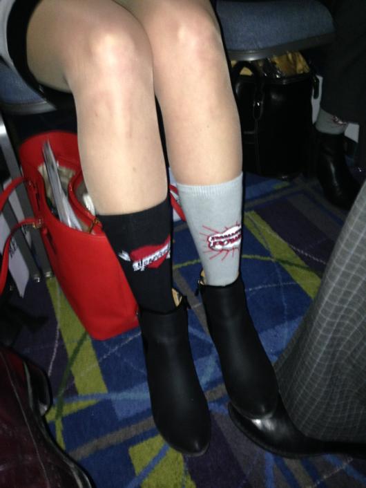 EmilyAMuse's tweet image. Making #hpm15 palliative power socks even more sassy.