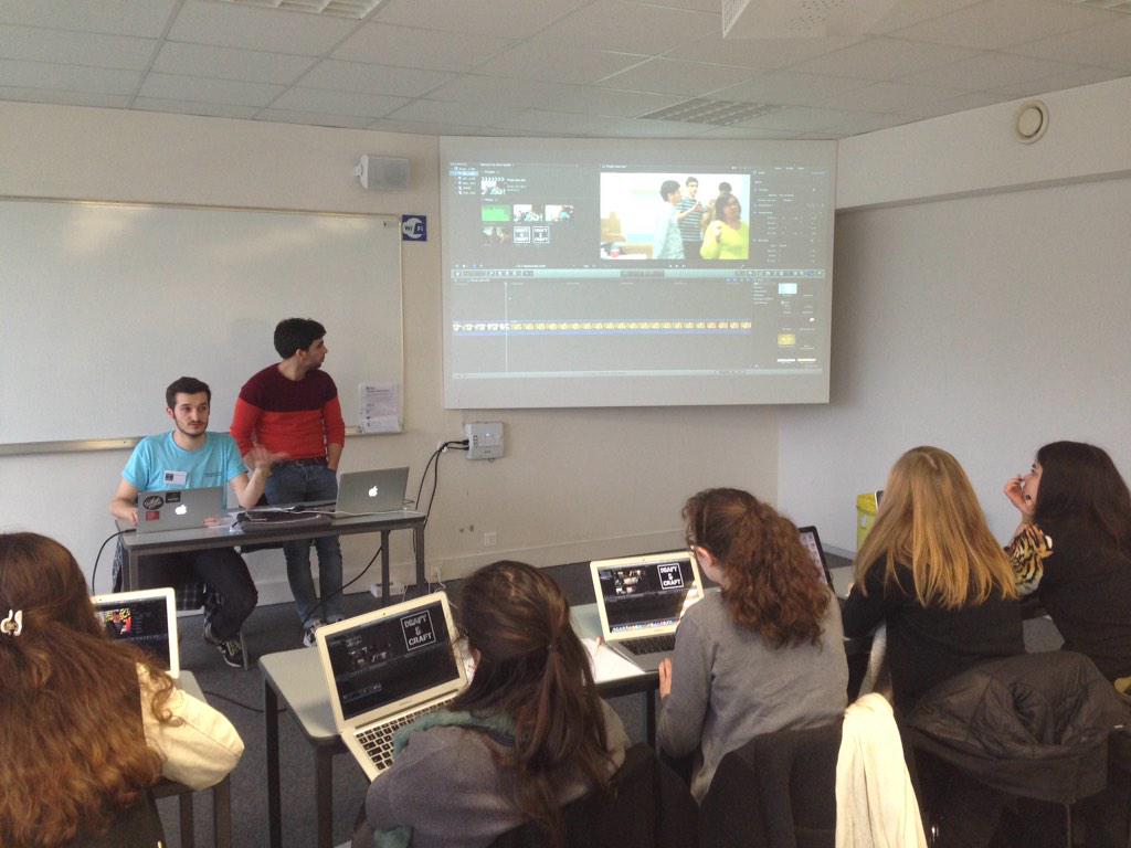 mr_guess's tweet photo. A base de montage vidéo! Atelier animé par les étudiants du mdc!! #DraftAndCraft @Audencia_MS_MDC http://t.co/EbJjGtbNWv