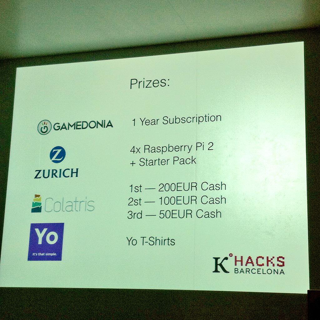 kairoshacks's tweet photo. Prizes! :D Thanks to @GHSeoul @Dell @MLHacks @BloombergLabs @Skyscanner @Gamedonia @Zurich @colatris @YoApp http://t.co/0S6GMnHWxo