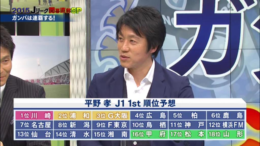 sptv_football's tweet photo. 平野孝さんの2015 J1 1stの順位予想！

Jリーグマッチデーハイライト〜アディショナルタイム〜開幕直前SPはTRY！スカパー！オンデマンドで無料配信中！ #tryspod 
http://t.co/LvoPqshmnA http://t.co/12ER1MDuPJ