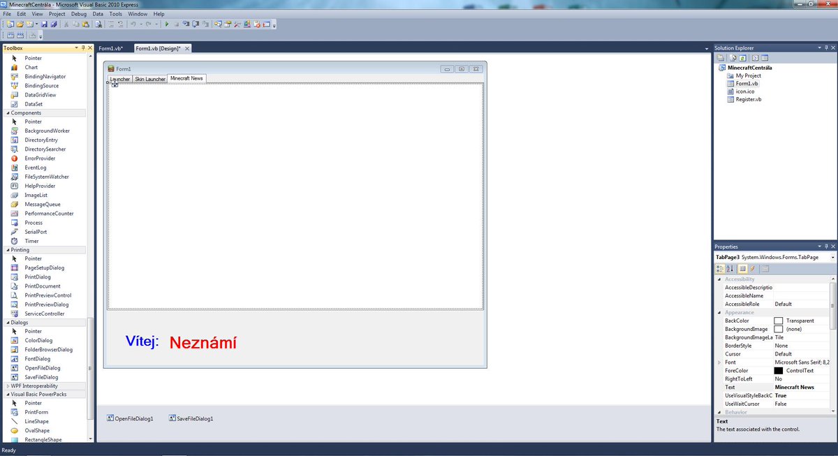 GameTreeCZ's tweet image. Tvořím pro Vás speciální program Minecraft Centrála.
Bude umět moc věcí :D
Zde je screen z VisualBasicu