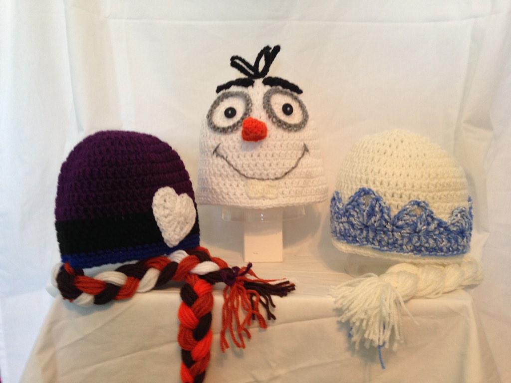 BabyBooCrochet's tweet image. #Frozen inspired hat set for a special set of twins and their patient older brother :)