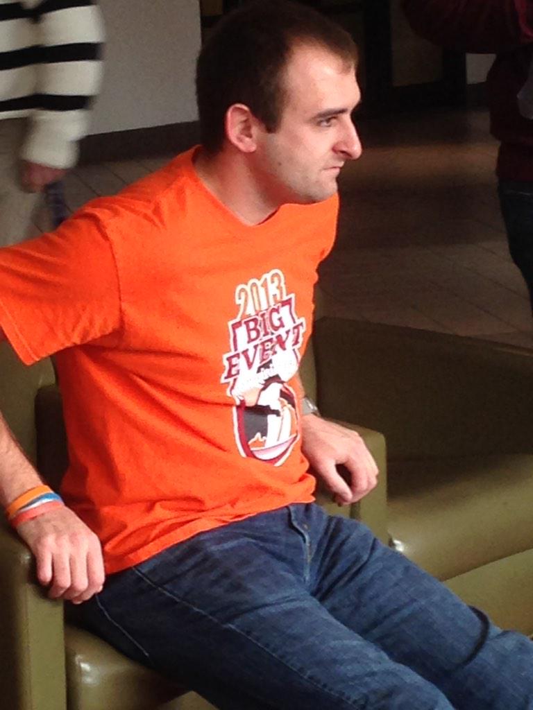 NJPKellogg's tweet photo. THE Austin moon getting his game face on for project checks day 2! #VTBigEvent #AdvertisingCommittee http://t.co/K1CmlOHgDw