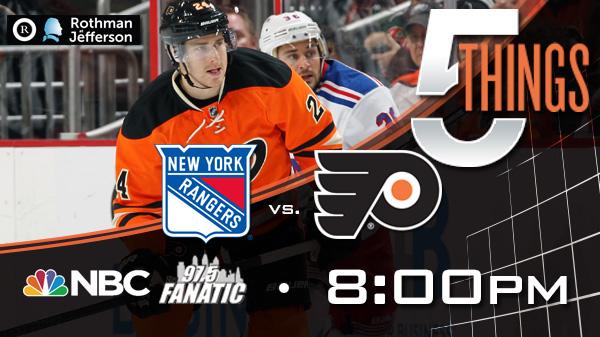 NHLFlyers's tweet image. As the #Flyers prepare to take on the Rangers tonight, get ready too with 5 Things to Know → bit.ly/1Ezx4nn