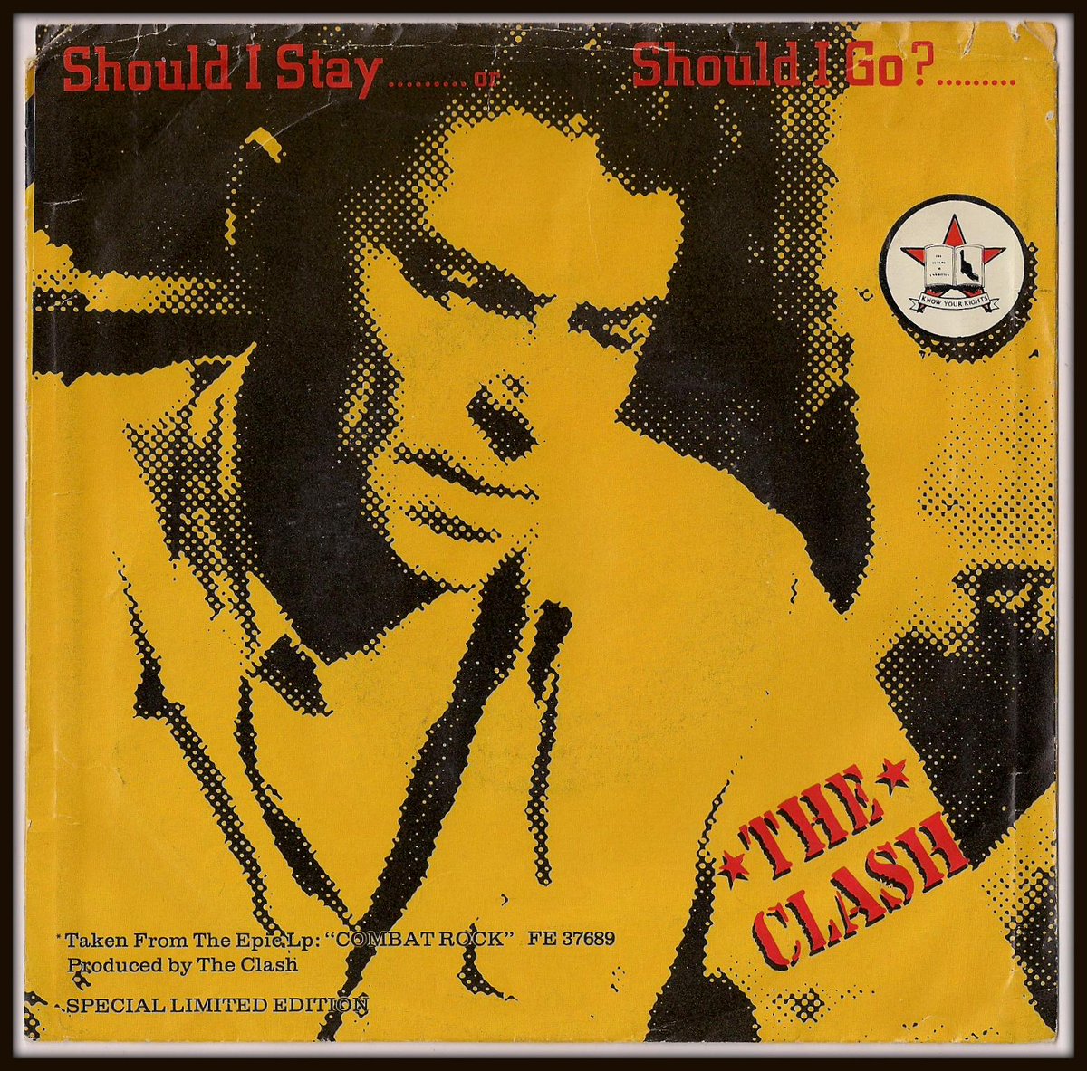 Pesky_Mesky's tweet photo. @PunKandStuff @PunkRockClub  The Clash, 'Should I Stay Or Should I Go'. Ronald Reagan sleeve. http://t.co/VzXQoYx08F