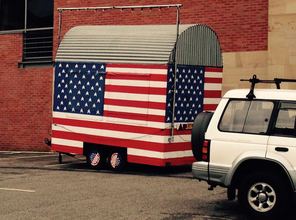 LumumbaMonos's tweet photo. Randy Trucker's tour bus spotted in Manchester. Loaded with ammo, bibles, patriotism and WD40. http://t.co/vFMG1WQSL1 http://t.co/qqXgqnALjw