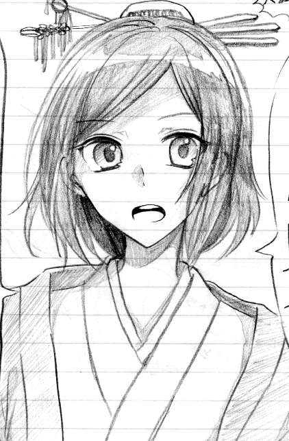 あと江戸っぽいオリジナルのお妃さまの落書き  これもお気に入り…( ˘ω˘) 