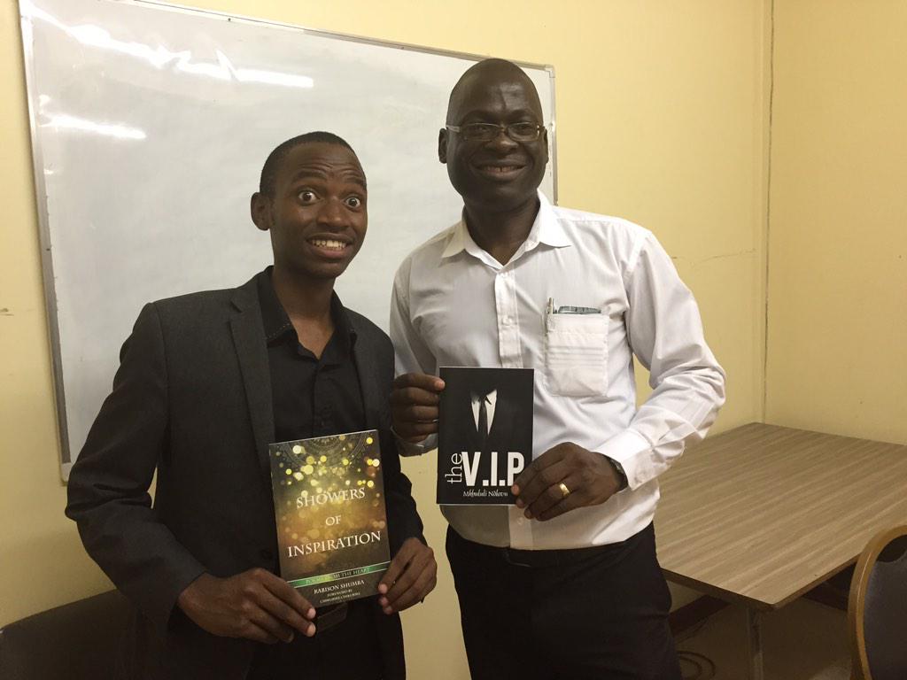 rabisonshumba's tweet photo. Two writers exchange literary swords. Watch out for @mkhululiVIP whose amazing book I fully endorse. #FreeNewBook http://t.co/FBVuUvolga