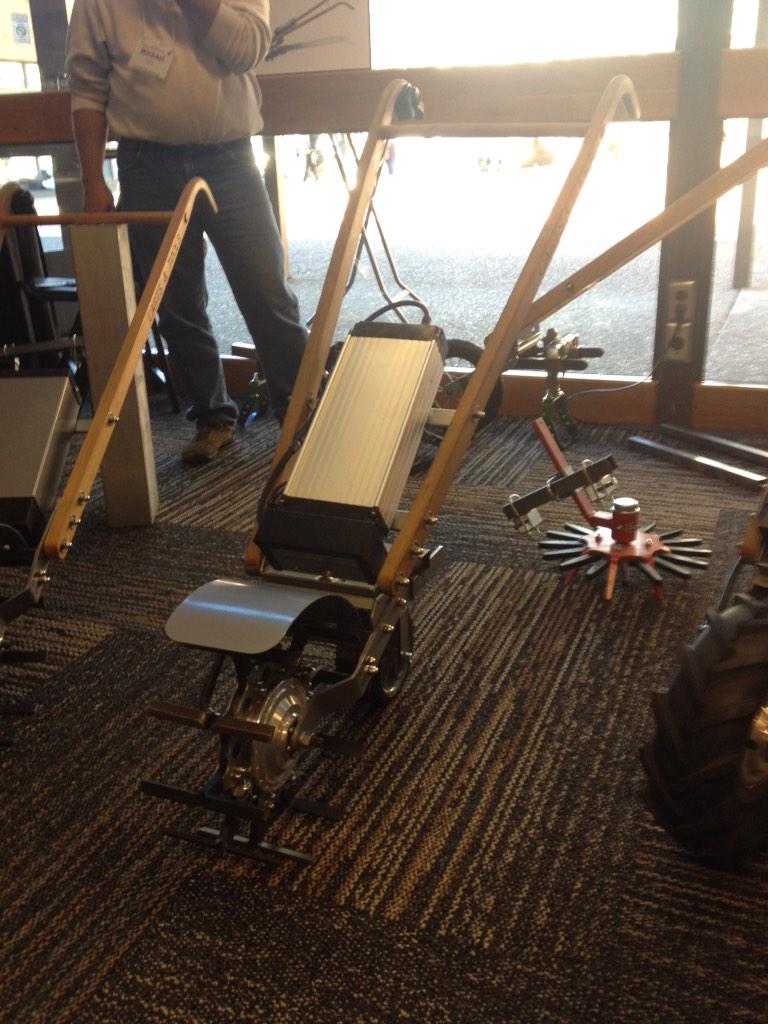 Battery powered rotavator/wheel hoe at Oregon Small Farms Conference 2015 @LandworkersUK can you #farmhack it?