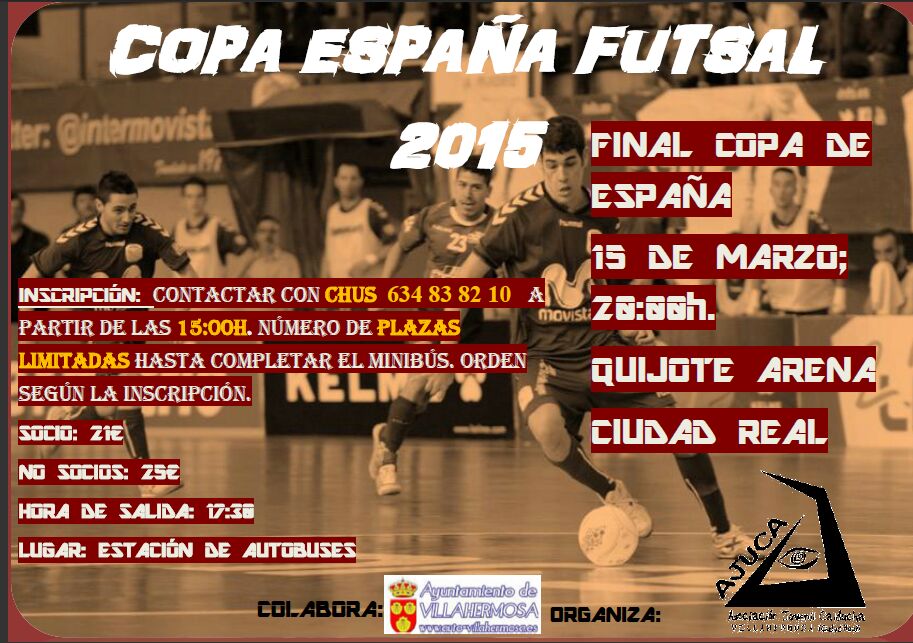 ajucaa's tweet photo. Y el 15 de marzo nos vamos a ciudad real a ver la final de fútbol sala...date prisa y no te quedes sin entrada http://t.co/WjRhJA2tDl