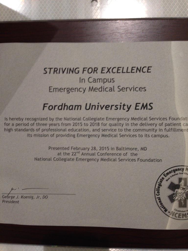 Congrats to FUEMS for receiving the Striving for Excellence Award #NCEMSF #FUEMS
