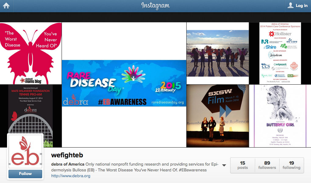 debraOfAmerica's tweet photo. Are u following us [#WeFightEB] on Instagram? http://t.co/12rnQ61huT #EpidermolysisBullosa #EBawareness #FlutterForEB http://t.co/bQgE4iUkRt