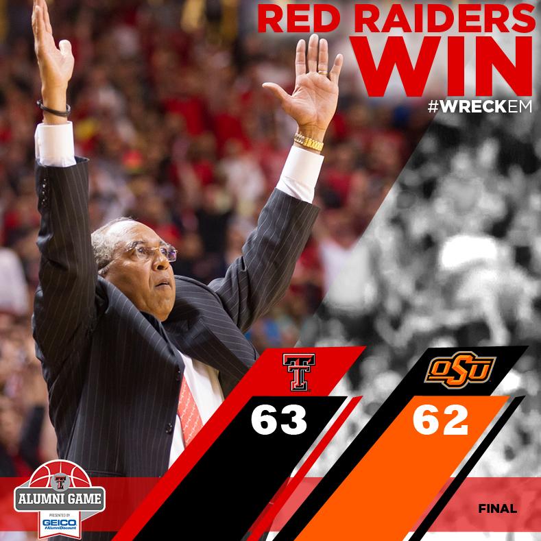 TechAthletics's tweet photo. FINAL SCORE: 63-62 TECH! Stay tuned for updates on the Red Raider Alumni game! #WreckEm http://t.co/62mAo1KSjW
