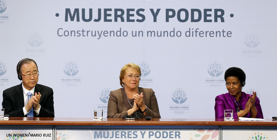 UN_Women's tweet image. Global women leaders call to step it up for gender equality: owl.li/JLLOX #WomenStgo #Beijing20