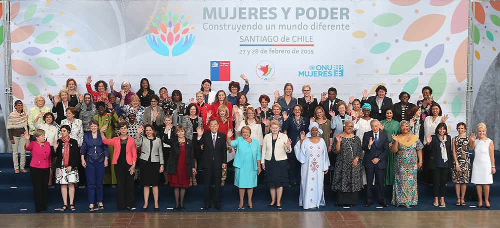 UN_Women's tweet image. Global women leaders call to step it up for gender equality: owl.li/JLLOX #WomenStgo #Beijing20