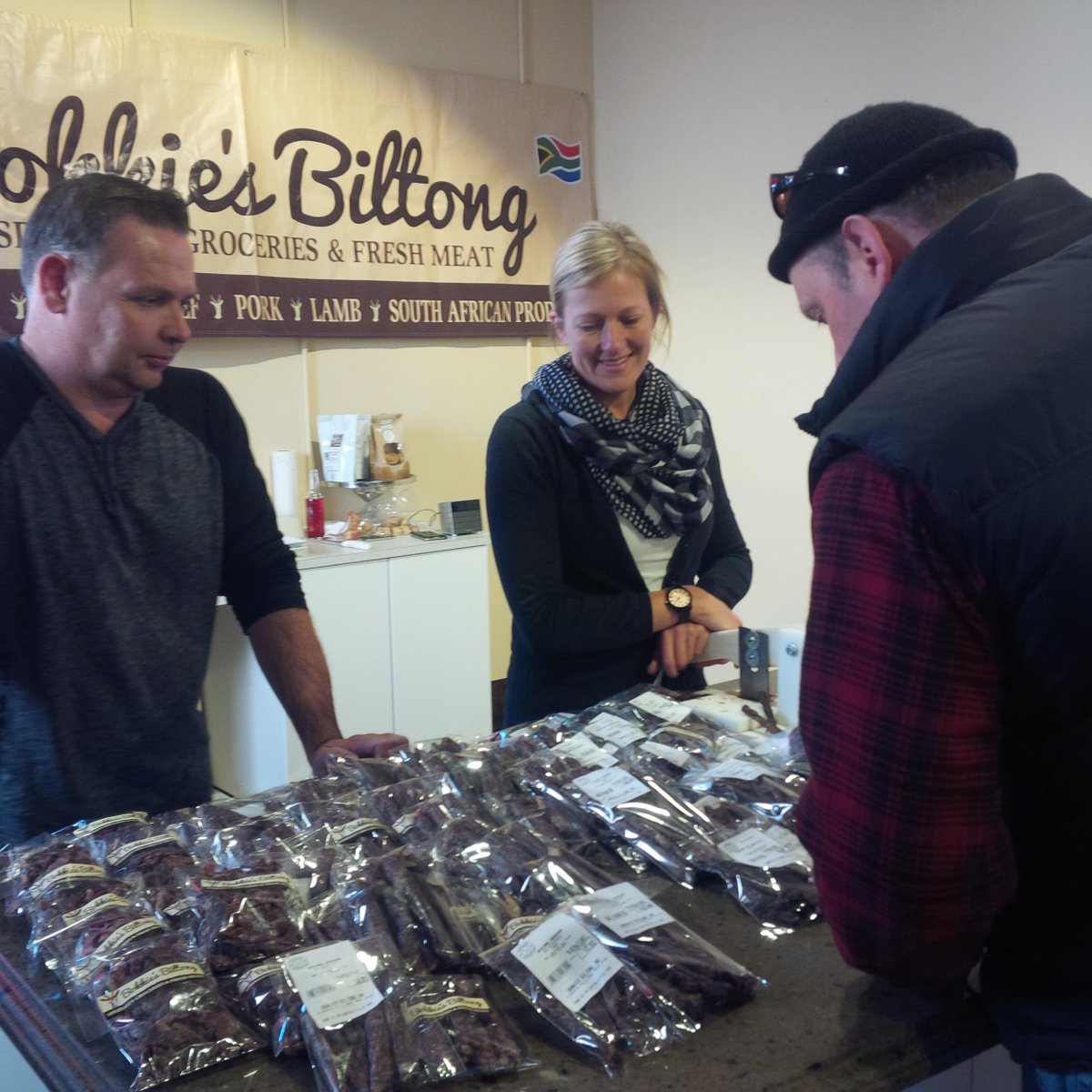 BrantStButcher's tweet photo. @BokkiesBiltong in the house at BSB! Come for samples! And try their beef sausage! http://t.co/ch10Zecb0P