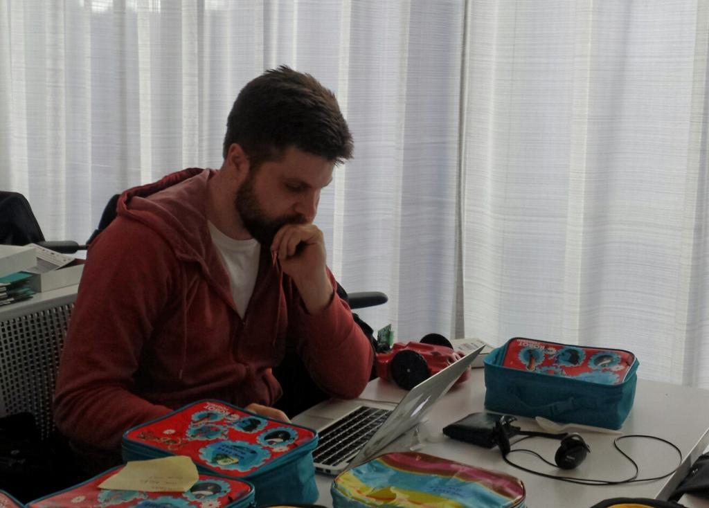 AllStarCode's tweet image. Sean preping for the Power of Robotics section of #WorldofCoding @MicrosoftNY #YouthSpark