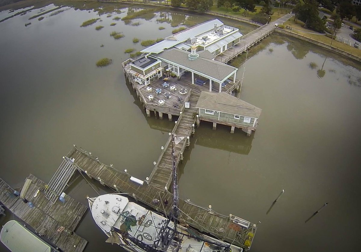 Love this #drone picture of the #dock with #Latitude31 &amp; #TheRahBar #JekyllIsland #GoldenIsles #Historic #Travel