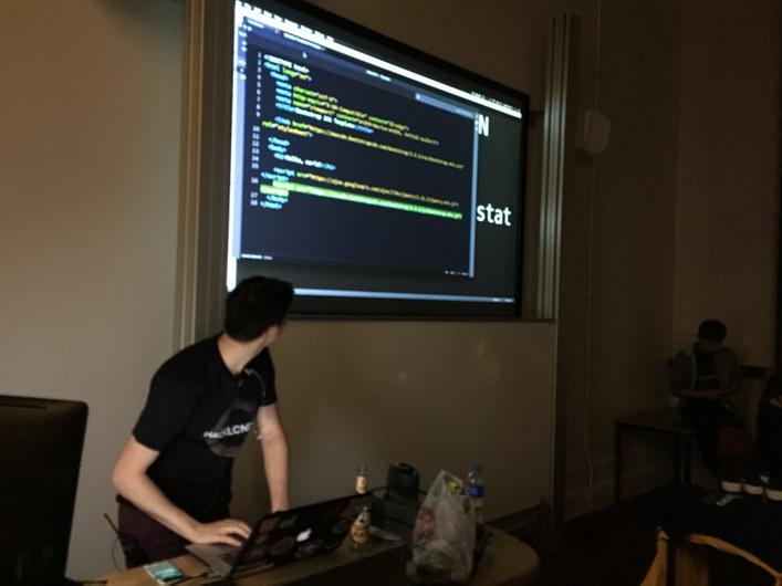 MLHacks's tweet photo. We're about to get started with Code in the Dark at @hacklondonuk! Could you front end Dev with no browser preview? http://t.co/MFIHo6aAAP
