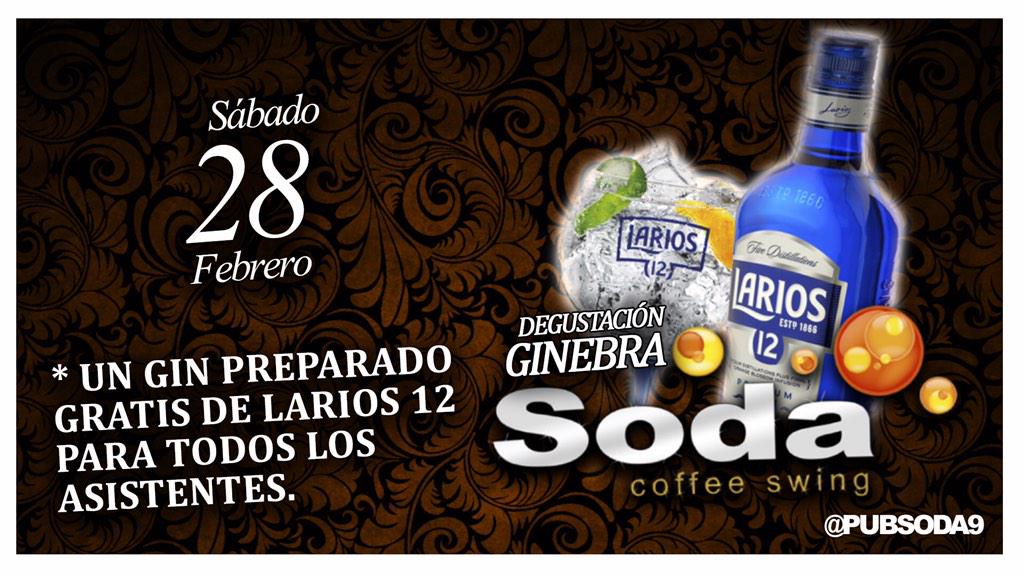 PubSoda9's tweet photo. Hoy fiesta larios 12 a partir de las 00:00 h , invitacion a gym tonic preparado para los primeros asistentes http://t.co/qXul1ueMtu