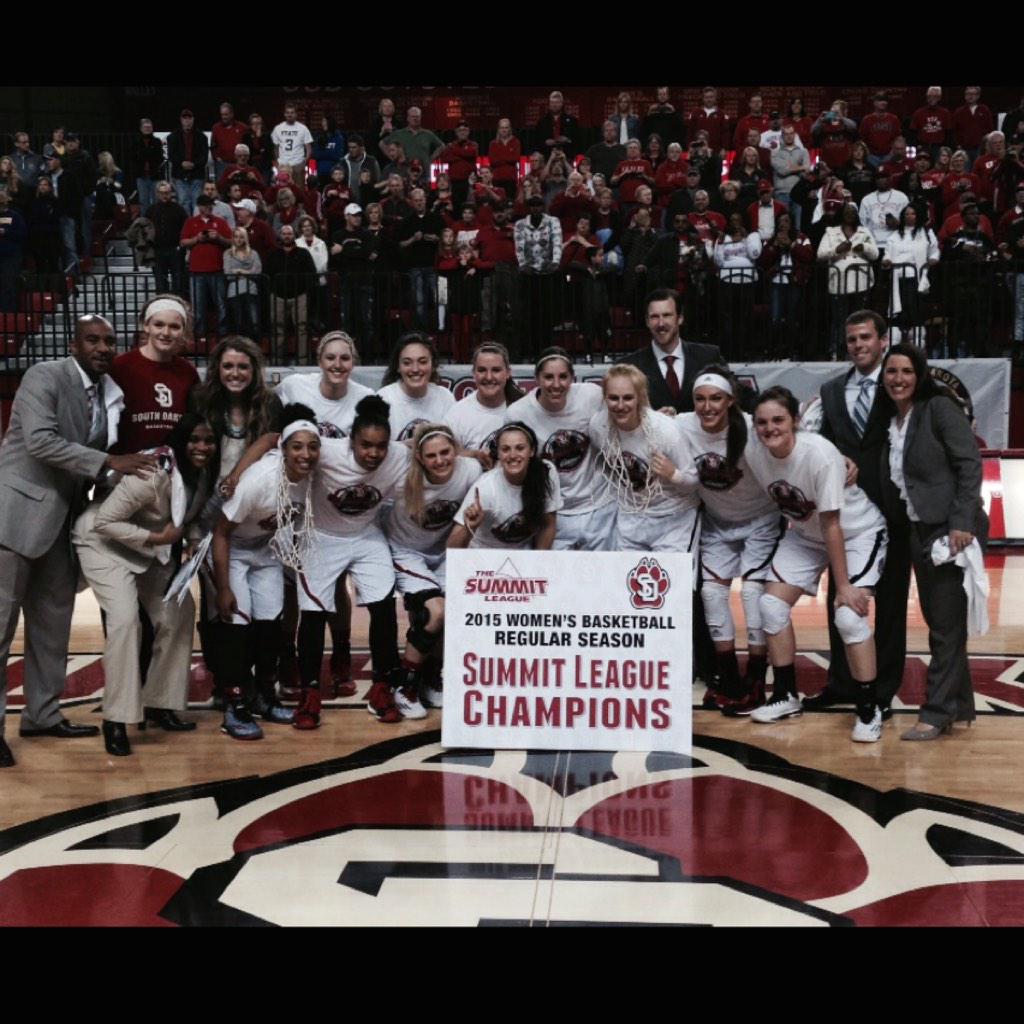 SDCoyotes's tweet photo. Congrats to @SDCoyotesWBB on #SealingtheSummit! Regular season champions and top seed to the tournament. #GoYotes http://t.co/XybG4CF2Aw