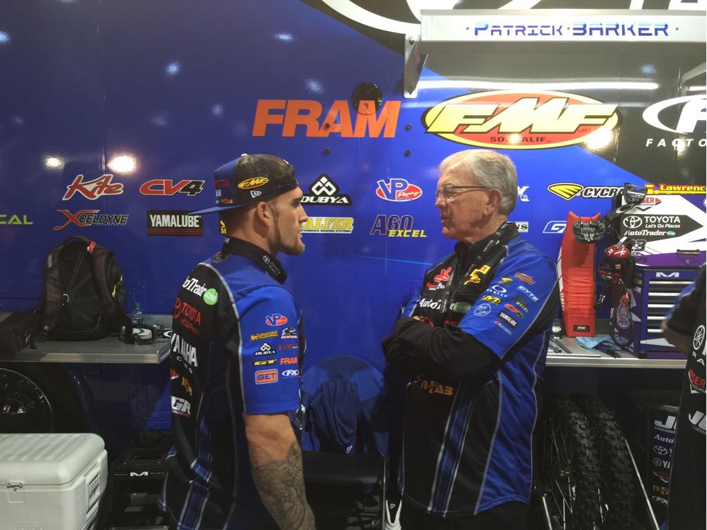 jeff_gluck's tweet photo. JGR has a Supercross team, too. Here's Joe Gibbs chatting with @JGRMX rider @westonpeick. #SupercrossLive http://t.co/PoEMWqox6Y