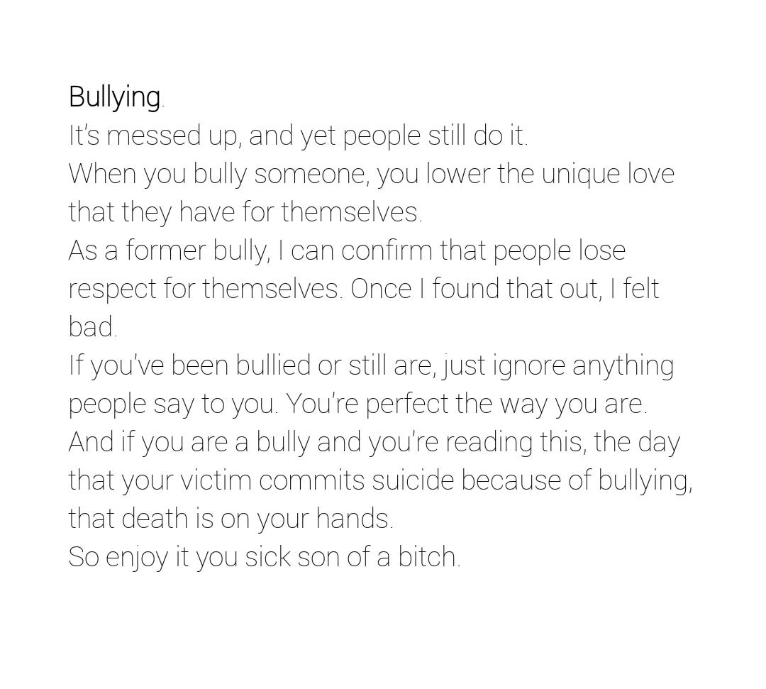 revampy's tweet photo. @/anyone who has EVER been bullied or is a bully. 
Please read and RT to spread around. http://t.co/TAlR5JFCzU