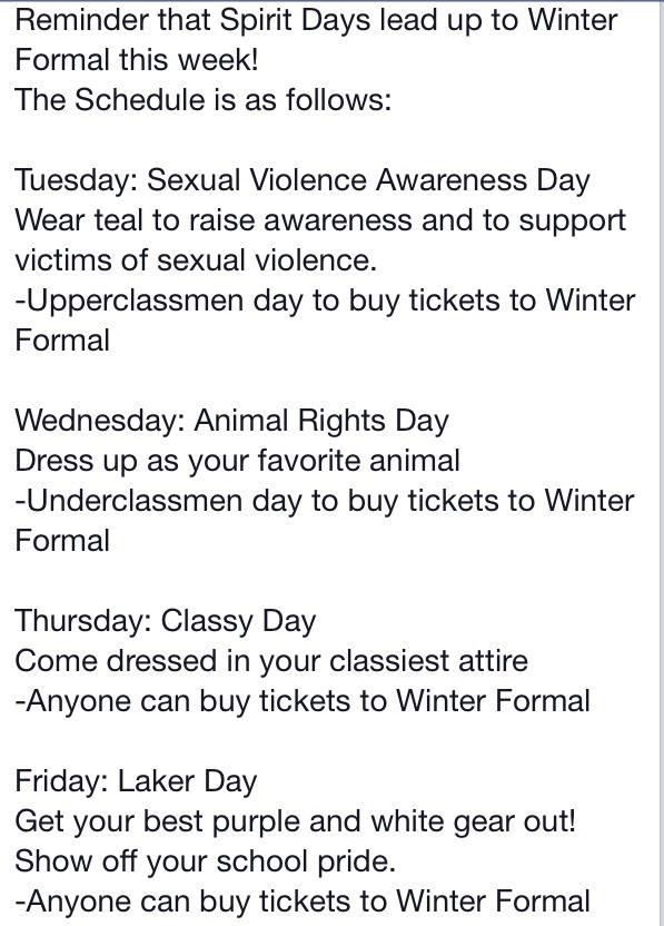 SW_HS_STUD_CO's tweet photo. Here is a schedule for SPIRIT WEEK! 

RT if you're going ALL OUT this week!
😎😜😁💪💪👏👏🎊🎊🎉🎉💯💯 http://t.co/abgZFqCWT7