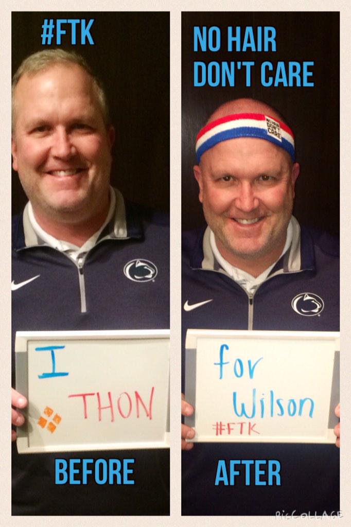 CoachHand's tweet photo. My #NoHairDontCare shoutout is in memory of @WilsonHolloway - He is THE reason I will always @THON.
#JustKeepSmiling http://t.co/NNbnRwcB48