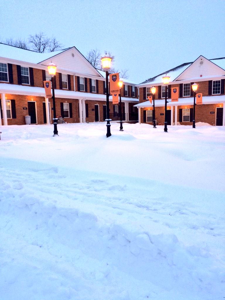 emilybunch's tweet photo. The beautiful Rucker Village covered in snow #gcsnowday http://t.co/TP6V7TwA45