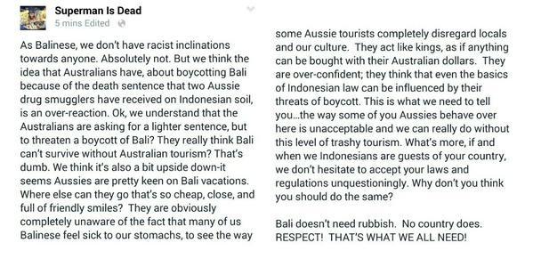 To Australians, think about #boycottbali ? Please, Bali is too big for you to understand :) "